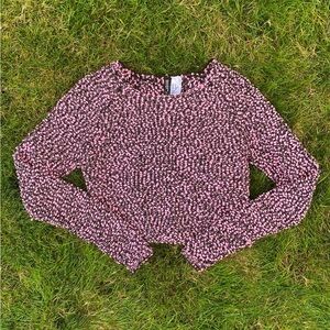 H&M Pink Black Marled Chunky Knit Cropped Sweater XS